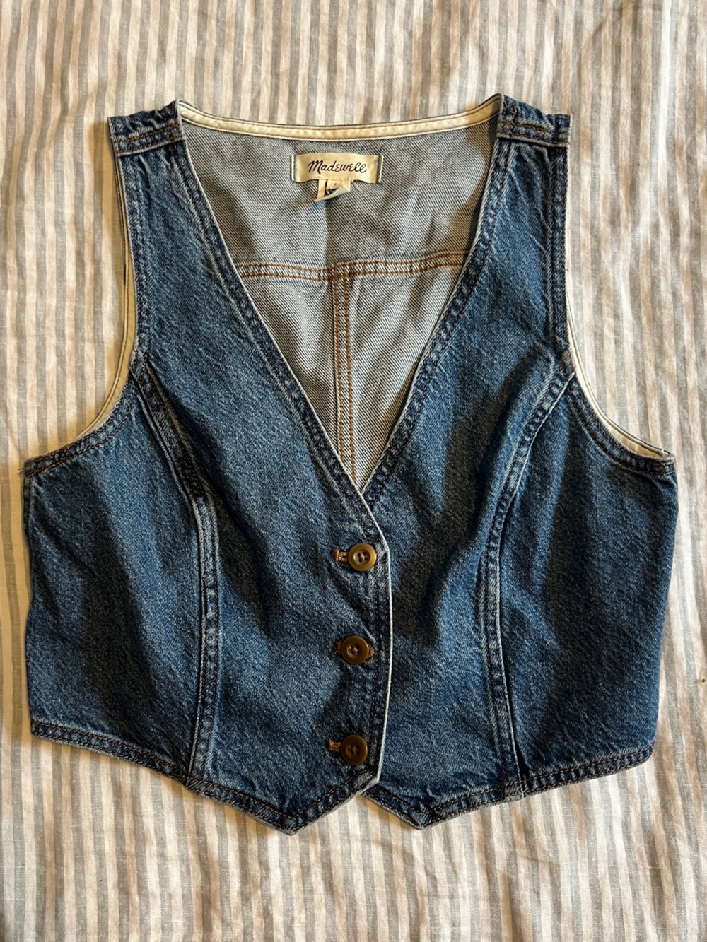 Cropped denim vest
